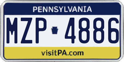 PA license plate MZP4886