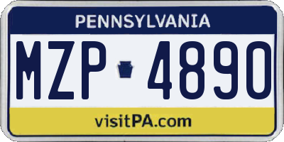 PA license plate MZP4890