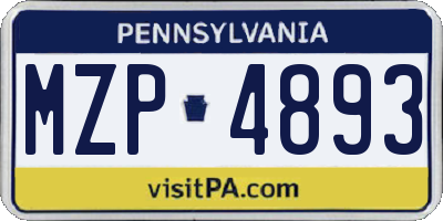 PA license plate MZP4893