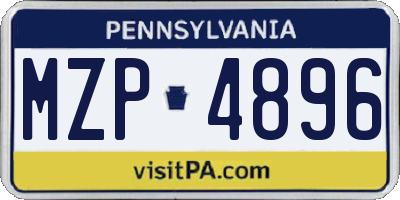 PA license plate MZP4896