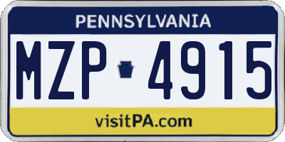 PA license plate MZP4915