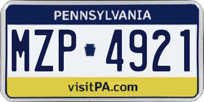 PA license plate MZP4921