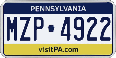 PA license plate MZP4922