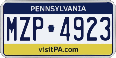 PA license plate MZP4923