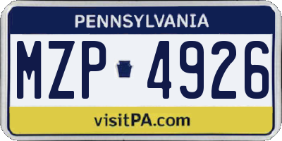 PA license plate MZP4926