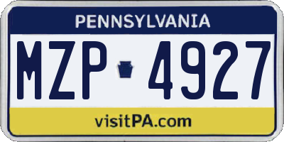 PA license plate MZP4927
