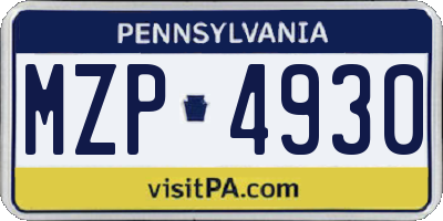 PA license plate MZP4930