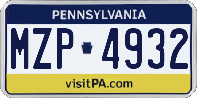 PA license plate MZP4932