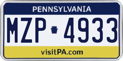 PA license plate MZP4933