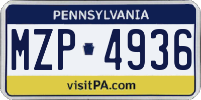 PA license plate MZP4936