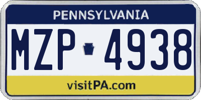 PA license plate MZP4938