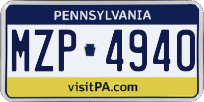 PA license plate MZP4940