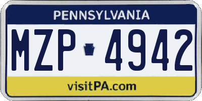 PA license plate MZP4942