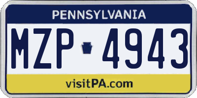 PA license plate MZP4943