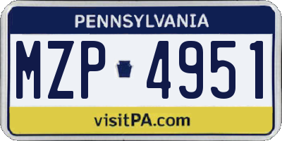 PA license plate MZP4951