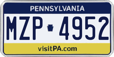 PA license plate MZP4952