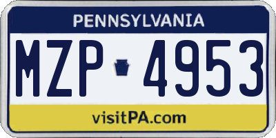 PA license plate MZP4953