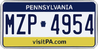 PA license plate MZP4954