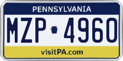 PA license plate MZP4960