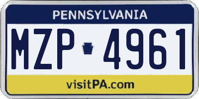 PA license plate MZP4961