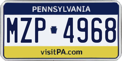 PA license plate MZP4968
