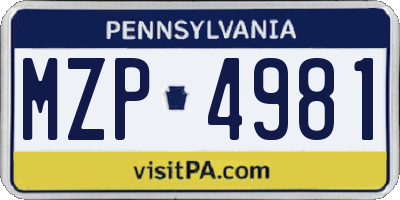 PA license plate MZP4981
