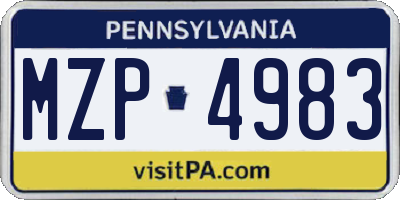 PA license plate MZP4983