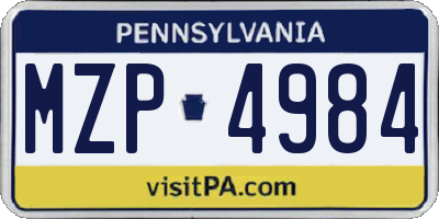 PA license plate MZP4984