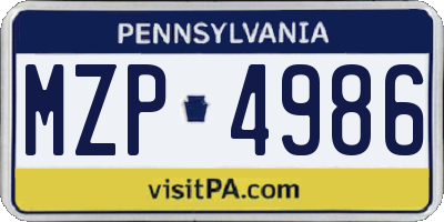 PA license plate MZP4986
