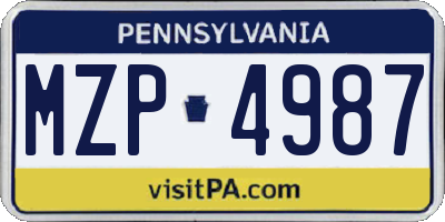 PA license plate MZP4987