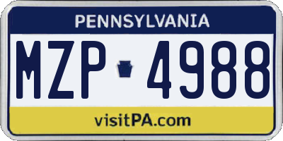 PA license plate MZP4988