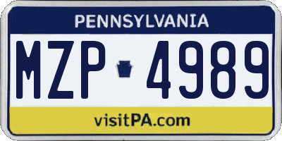 PA license plate MZP4989