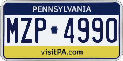 PA license plate MZP4990