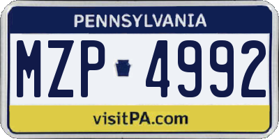 PA license plate MZP4992