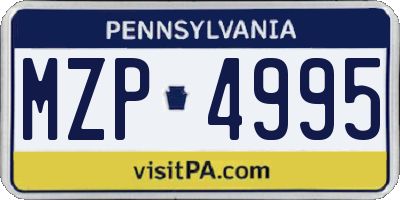 PA license plate MZP4995