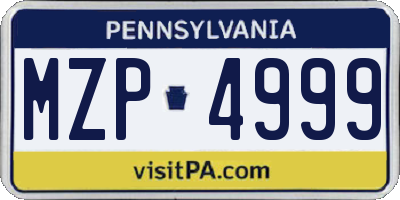 PA license plate MZP4999