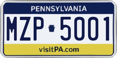 PA license plate MZP5001