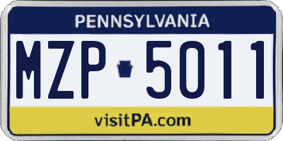 PA license plate MZP5011