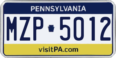 PA license plate MZP5012