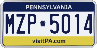 PA license plate MZP5014
