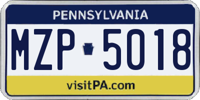 PA license plate MZP5018