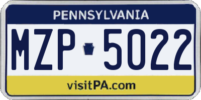 PA license plate MZP5022