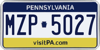 PA license plate MZP5027