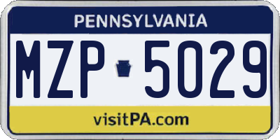 PA license plate MZP5029