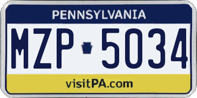 PA license plate MZP5034