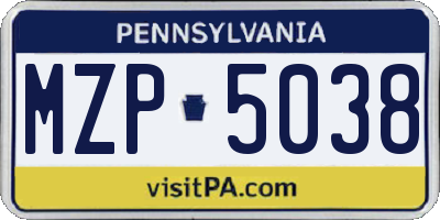 PA license plate MZP5038