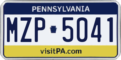 PA license plate MZP5041