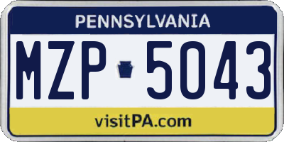 PA license plate MZP5043