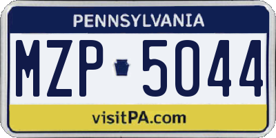 PA license plate MZP5044