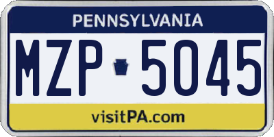 PA license plate MZP5045